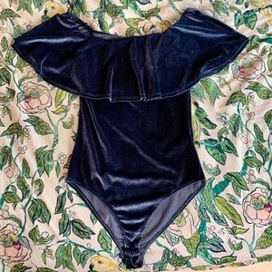 Hummingbird Velvet Off Shoulder Bodysuit
